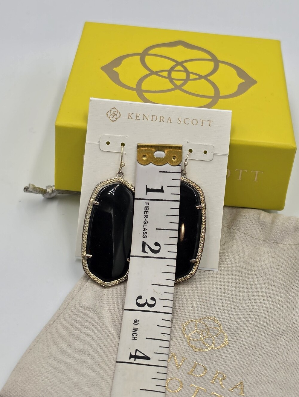 Kendra Scott Danielle Black and Gold Drop Earrings - Picture 2 of 3